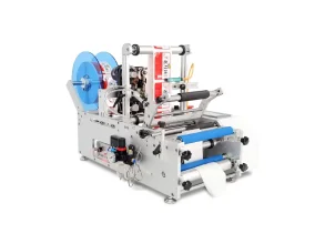 T801 Semi-Automatic Tabletop Round Bottle Labeling Machine with Coding machine side view